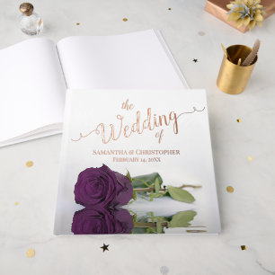Elegante Pflaume Lila Rose Große Hochzeitsreise Gästebuch