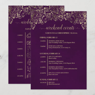Elegante Pflaume- und Gold-Hochzeitsveranstaltunge Programm