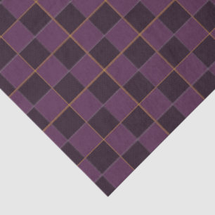 Elegante Pflaume- und Gold-Karo Seidenpapier