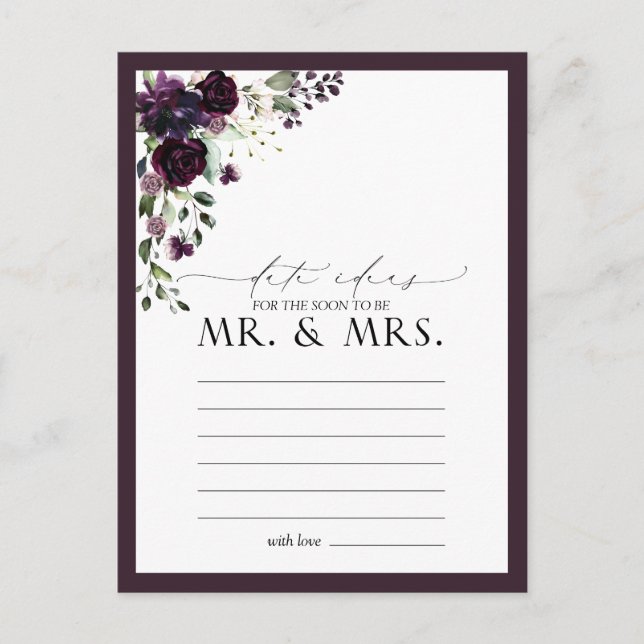 Elegante Pflaumen Lila Wasserfarben Datum der Idee Postkarte (Vorderseite)