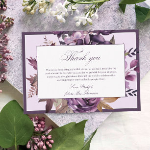 Elegante Pflaumen-Purple-Hochzeitsdusche Dankeskarte