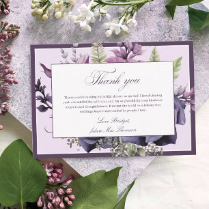 Elegante Pflaumen-Purple-Hochzeitsdusche Dankeskarte