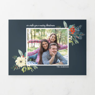 Elegante Pine Äste elegante 3 Fotos Weihnachten Dreifach Gefaltete Urlaubskarte