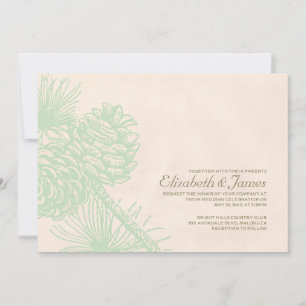 Elegante Pine Cones Hochzeit Einladungen