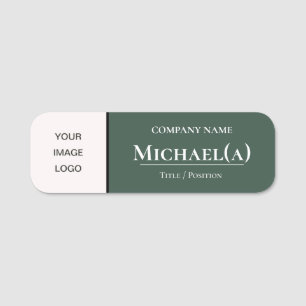 Elegante Pine Green and White: Modern Business LOG Namensschild