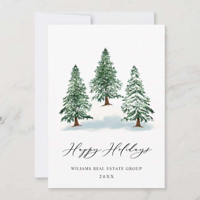 Elegante Pine Tree Weihnachten Corporate Gruß (Vorderseite)
