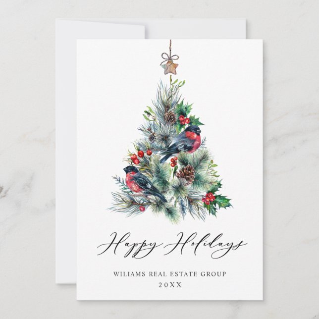 Elegante Pine Tree Weihnachten Corporate Gruß (Vorderseite)