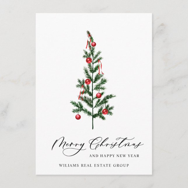 Elegante Pine Tree Weihnachten Corporate Gruß (Vorderseite)