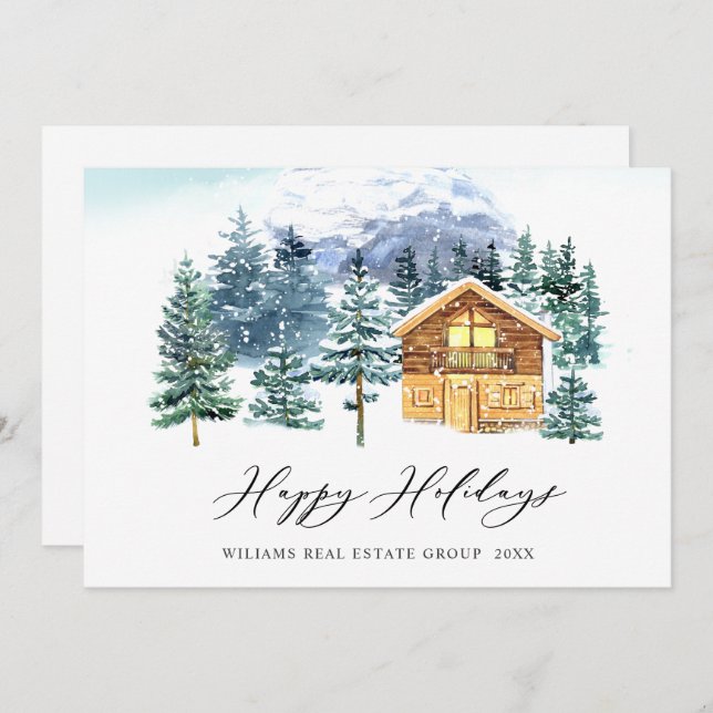 Elegante Pine Tree Weihnachten Corporate Gruß (Vorne/Hinten)