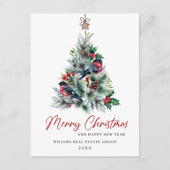 Elegante Pine Tree Weihnachten Corporate Gruß Postkarte (Vorderseite)