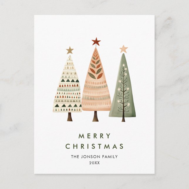 Elegante Pine Tree Weihnachten Postkarte (Vorderseite)