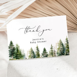 Elegante Pinienbäume Kinderdusche Danke Karte