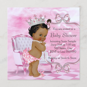 Elegante Pink African American Baby Shower Einladung