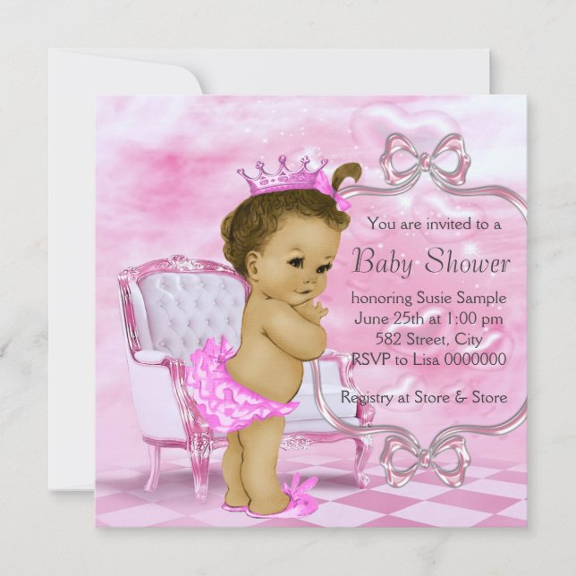 Elegante Pink African American Baby Shower Einladung (Vorderseite)