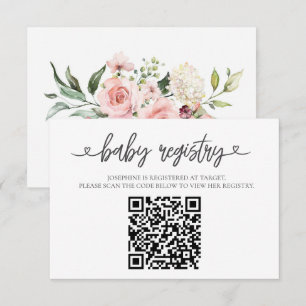 Elegante Pink Baby-Registrierungs-QR-Code-Einlegek Begleitkarte