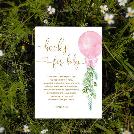 Elegante Pink Balloon Girl Baby Shower Books Begleitkarte
