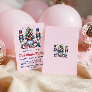 Elegante Pink & Blue Nussknacker-Weihnachtsfeier Einladung