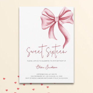 Elegante Pink Bow 16 . Geburtstag Geburtstagsparty Einladung