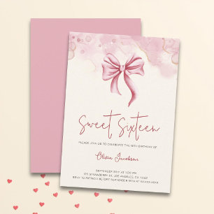 Elegante Pink Bow 16 . Geburtstag Geburtstagsparty Einladung