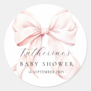 Elegante Pink Bow Baby Dusche Runder Aufkleber