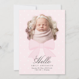 Elegante Pink Bow Baby Girl Collage Geburt Ankündigung