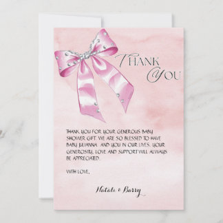 Elegante Pink Bow Coquette Babydusche vielen Dank Einladung
