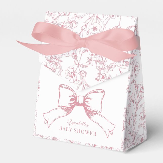 Elegante Pink Bow Girl Baby Dusche Geschenkschachtel (Vorderseite)
