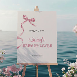 Elegante Pink Bow Girl Babydusche Willkommen