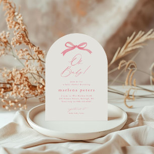 Elegante Pink Bow Girls Baby Shower Einladung