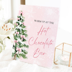 Elegante Pink Bows Christmas Tree Hot Chocolate Ba Sockelschild