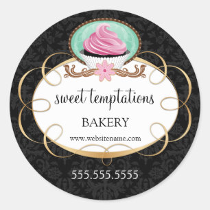 Elegante Pink Cupcake Bäckerei Verpackung Runder Aufkleber