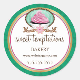 Elegante Pink Cupcake Bäckerei Verpackung Runder Aufkleber