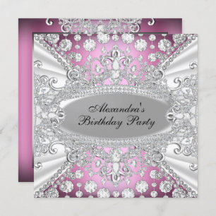 Elegante Pink Diamond Jewel Geburtstagsparty Einla Einladung