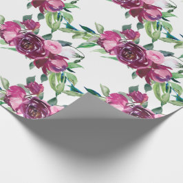 Elegante Pink Floral Baby Girl Babydusche Einladun Geschenkpapier