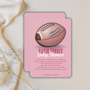 Elegante Pink Football Baby Dusche Dankeskarte