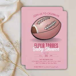 Elegante Pink Football Baby Dusche Einladung