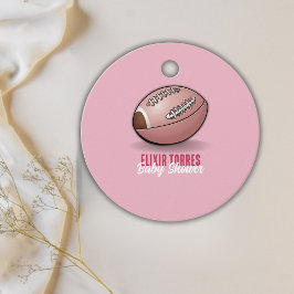 Elegante Pink Football Baby Dusche Geschenkanhänger