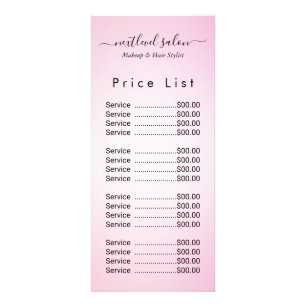 Elegante Pink Friseursalon-Preisregalkarte Werbekarte