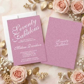 Elegante Pink Glitter 70. Geburtstags-Typografie Einladung
