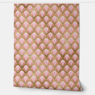 Elegante Pink-Gold Art Deco Peel-and-Stick Tapete