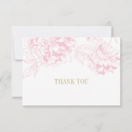 Elegante Pink Gold Floral Peony Wedding Dankeskarte