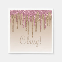 Elegante Pink Gold Glitzer Glam Script Girly Ombré