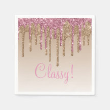 Elegante Pink Gold Glitzer Glam Script Girly Ombré