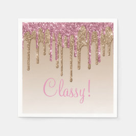 Elegante Pink Gold Glitzer Glam Script Girly Ombré Serviette