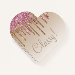 Elegante Pink Gold Glitzer Script Klasse Glam Ombr Notizbuch