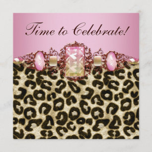 Elegante Pink Gold Pink Leopard Geburtstagsparty Einladung