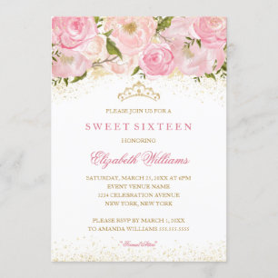 Elegante Pink-Gold-Rosen-Sweet-Sixteen-Einladung Einladung