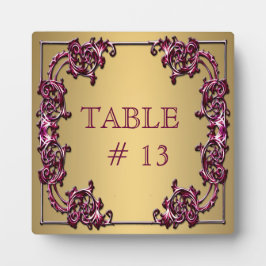 Elegante PINK GOLD Tischnummer auf robuster Plaque Fotoplatte