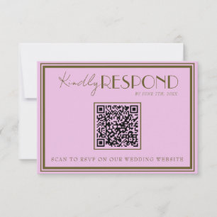 Elegante Pink Grassland Old Money QR-Code Hochzeit RSVP Karte