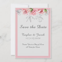 Elegante Pink Gray Floral Script Hochzeit